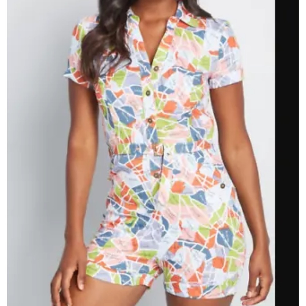 Modcloth Lighthearted Cartographer Romper map of Queens, NY size Large jumper